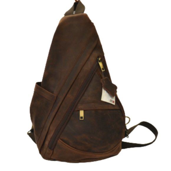 Manitoba Buffalo Leather Backpack/Sling Day Bag Unisex - Picture 1 of 5